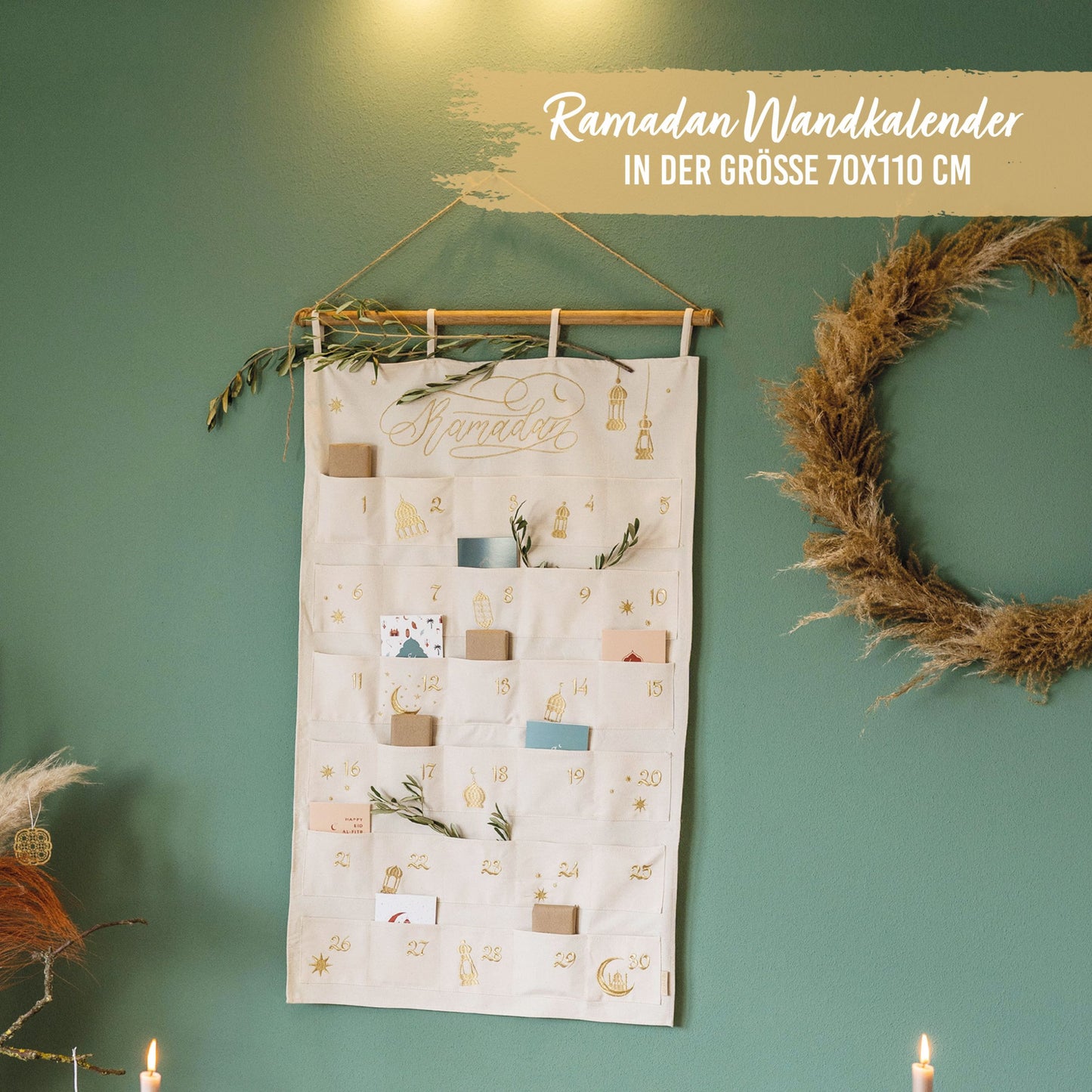 Ramadan Stof Vægkalender Farverig Broderet
